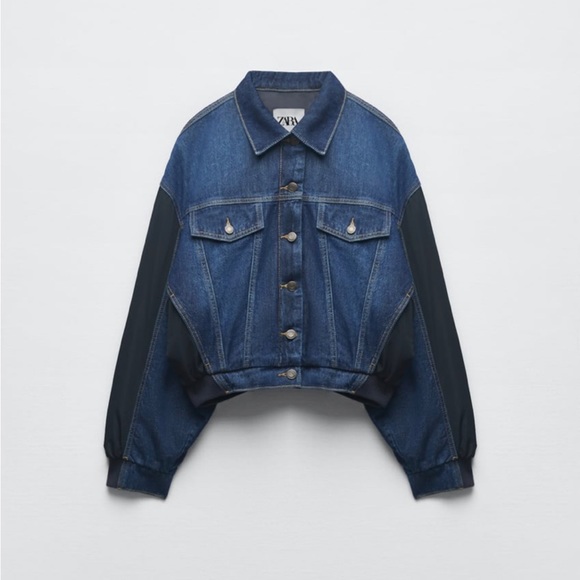Zara Contrasting denim bomber jacket - Picture 4 of 6